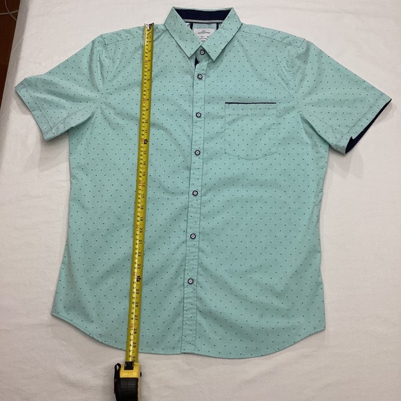 Craft Flow Mens Short Sleeve Button Down Shirt Blue Dot Print - Large - Picture 5 of 7